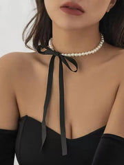 Elegant Black Velvet Ribbon Bowknot Choker Necklace