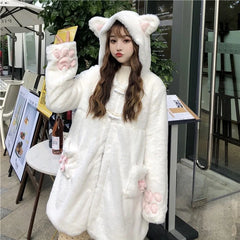 Soft Plush Cute Cat Ears Coat