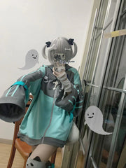 Green and Grey Contrast Casual Jacket