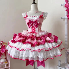 Kawaii Lace Ruffles Bow Bandage Lolita Dress