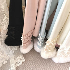 Bow Ruffles Lace Patchwork Sweet Cute Tees