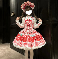Strawberry Print Sweet Lolita Op Jsk Dress