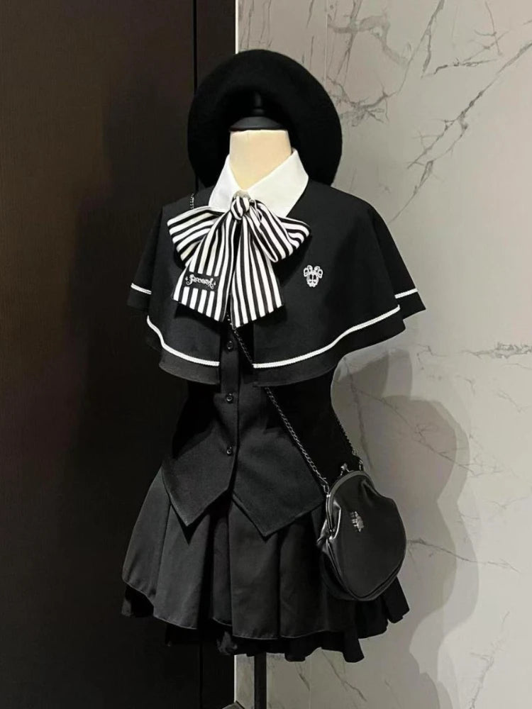 Preppy Style Kawaii Patchwork Uniform Suit