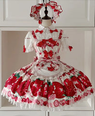 Strawberry Print Sweet Lolita Op Jsk Dress