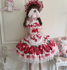 Strawberry Print Sweet Lolita Op Jsk Dress