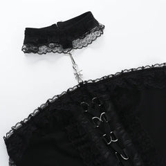 Goth Dark Slim Bandage Backless Tank Top