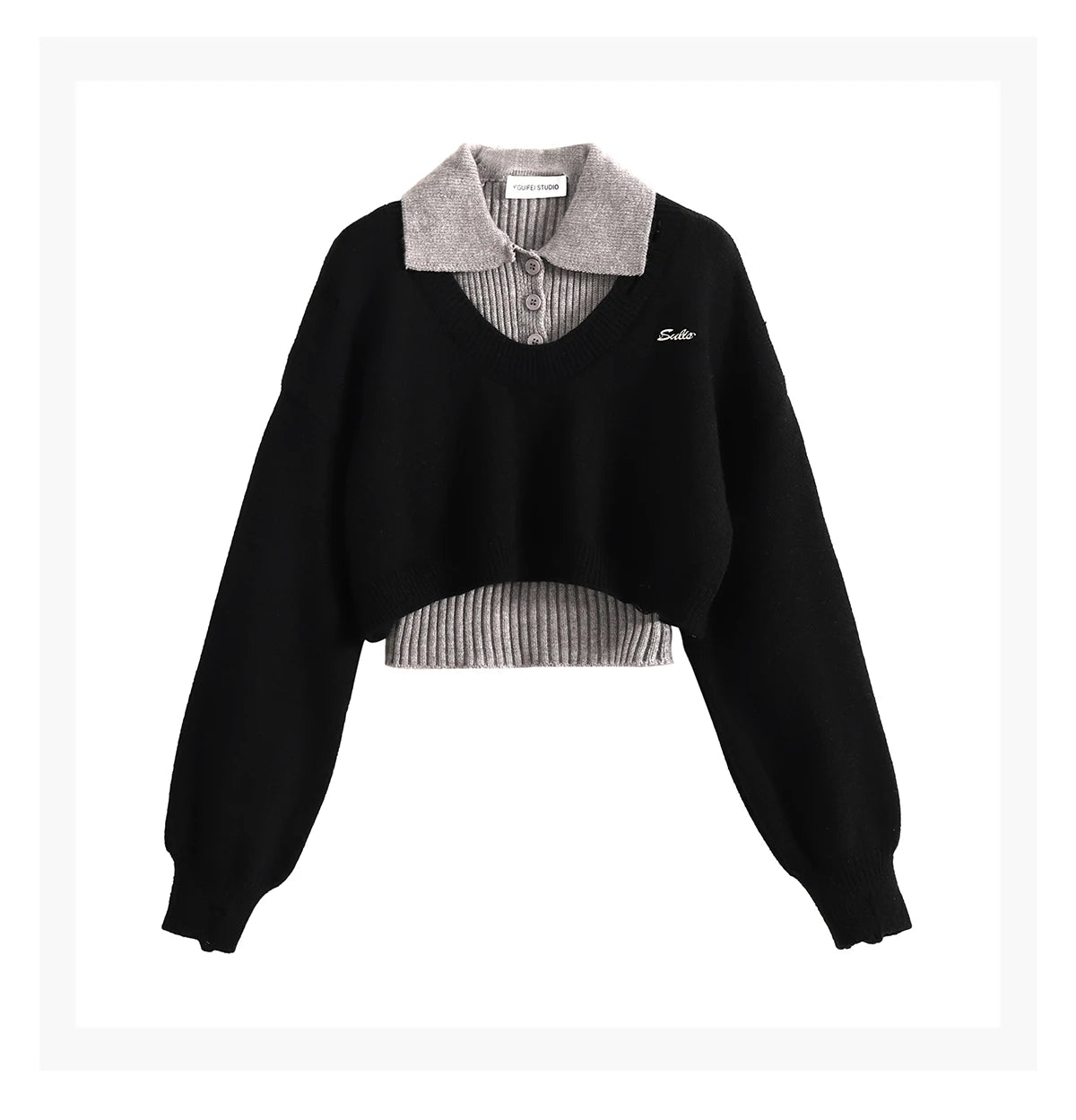 Winter Two Piece Sets Long Sleeve Crop Sweater Knitwear