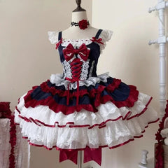 Kawaii Lace Ruffles Bow Bandage Lolita Dress