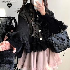 Sweet Girl Kawaii Buckle Cape Coat
