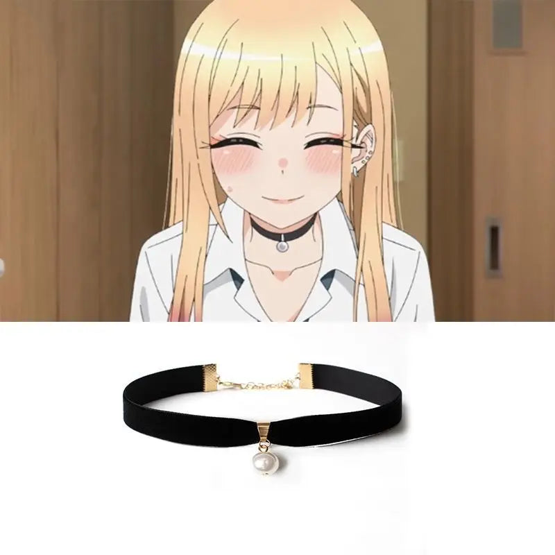 My Dress Up Darling Marin Necklace Black Collar Pearl Pendant Choker