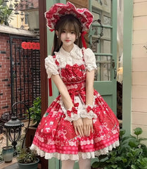 Strawberry Print Sweet Lolita Op Jsk Dress