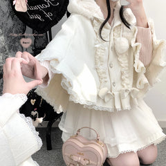Sweet Girl Kawaii Buckle Cape Coat