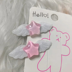 2pcs Fashion Pentagram Star Wings Hairpins