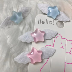 2pcs Fashion Pentagram Star Wings Hairpins
