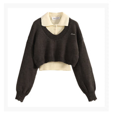 Winter Two Piece Sets Long Sleeve Crop Sweater Knitwear