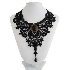 New Vintage Gem Black Lace Bead Necklace