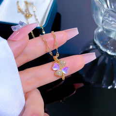 Four Leaf Lucky Flower Opal Pendant Necklace Jewelry