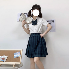 Dark Green Plaid Pleated Skirt