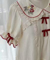 Sweet Strawberry Embroidered Lolita Blouse