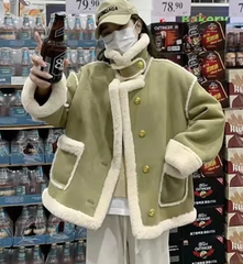 Pink Fur Integrated Lamb Fur Coat