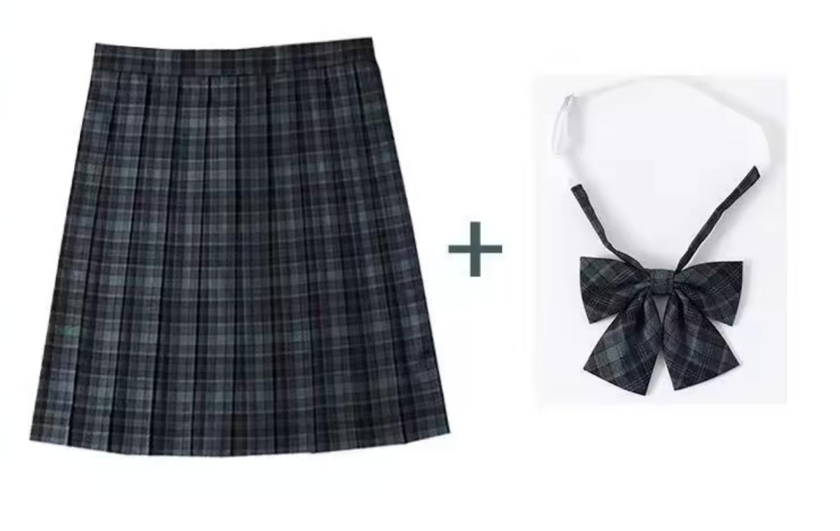 Dark Green Plaid Pleated Skirt