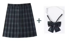 Dark Green Plaid Pleated Skirt
