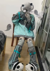 Green and Grey Contrast Casual Jacket