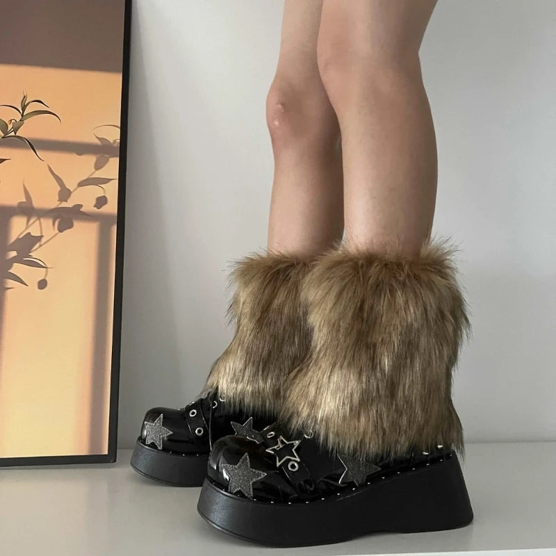 15cm Thicken Faux Furs Plush Leg Warmers