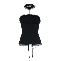 Goth Dark Slim Bandage Backless Tank Top