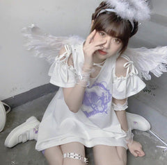 Ember Heart Bow Strappy Off-Shoulder Dress